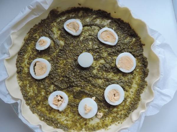 Tarte au pesto, saumon fumé et mozzarella - Préparation etape 1