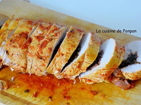 Filet de dinde farci aux pissenlits et crème de tomate - Préparation etape 8