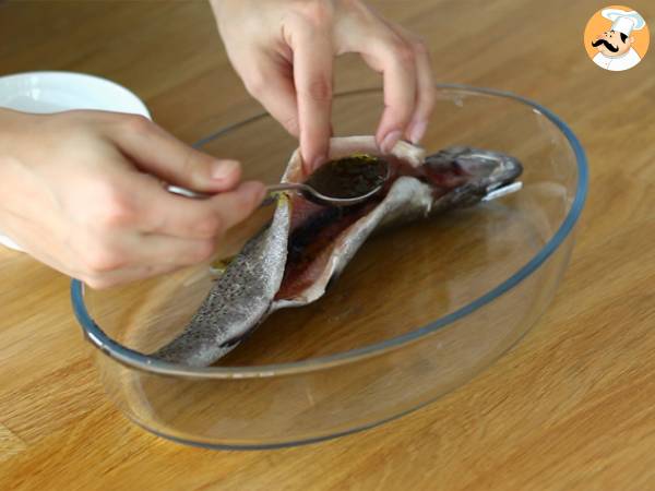 Truite au four thym et huile d'olive - Préparation etape 2