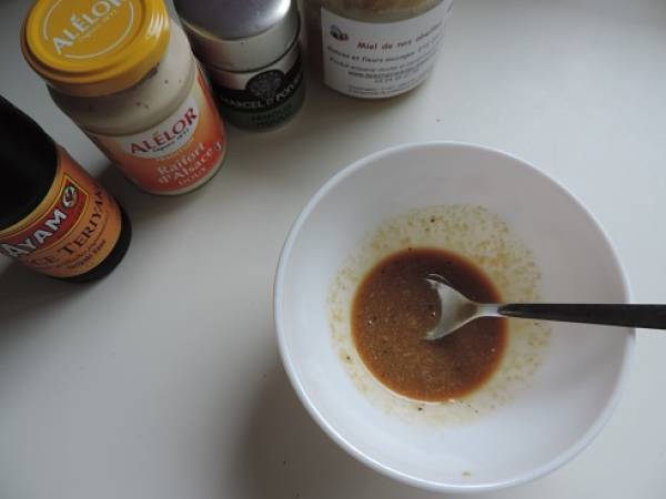 Filet de saumon mariné et son risotto au poivron rouge - Préparation etape 1