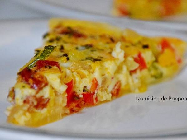 Tarte aux courgettes, poivron, oignon et chorizo - Préparation etape 5