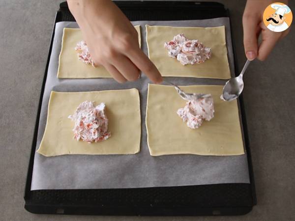 Paniers feuilletés au saumon fumé et fromage de chèvre frais - Préparation etape 3