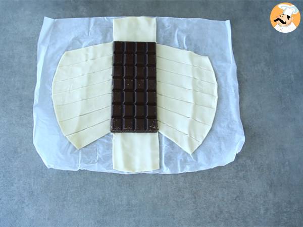 Feuilleté tressé au chocolat - Préparation etape 1