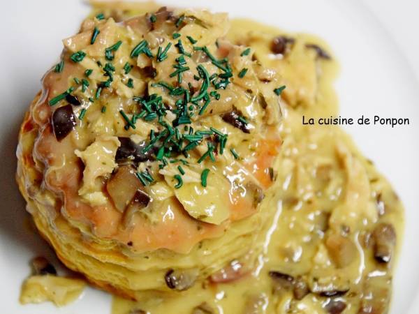 Vol au vent aux restes de poulet et champignons des bois - Préparation etape 5