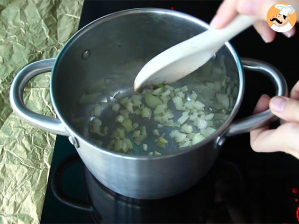 Risotto végétarien aux tomates séchées et champignons - Préparation etape 1