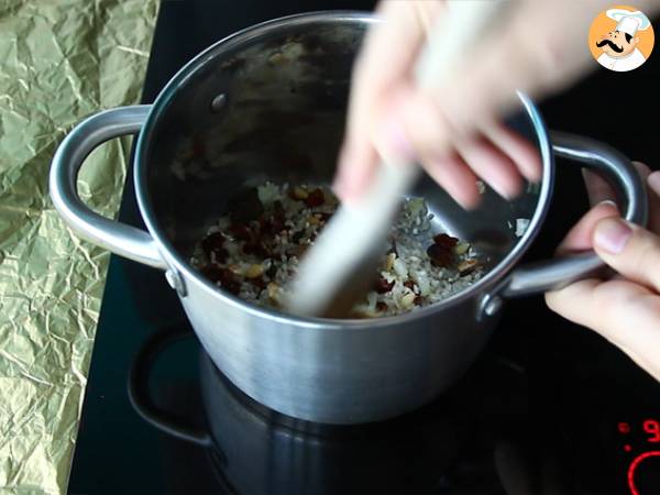 Risotto végétarien aux tomates séchées et champignons - Préparation etape 2
