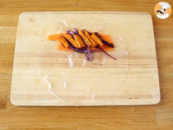 Rouleaux de printemps végétariens - chou rouge et patate douce - Préparation etape 5
