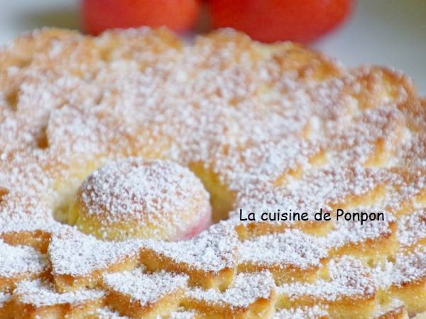 Gâteau moelleux à la rhubarbe et fraises et aux blancs d'oeufs - Préparation etape 7