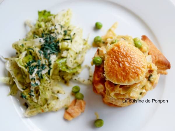 Bouchée feuilletée poisson au saumon fumé, poireau et petit pois - Préparation etape 3
