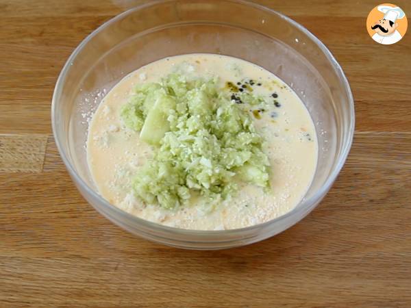 Flans à la courgette et au pesto - sans gluten - Préparation etape 2