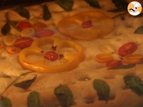 Focaccia fleurie - focaccia art - Préparation etape 9