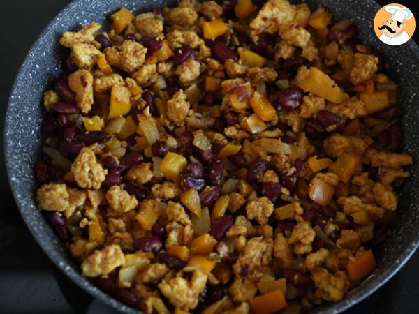 Fajitas végétariennes aux protéines de soja texturées - Préparation etape 3