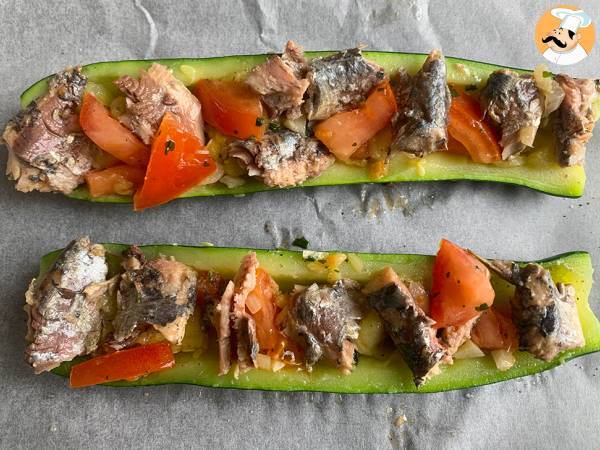 Courgettes farcies aux tomates et sardines - Préparation etape 3