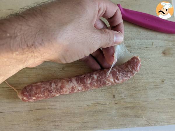 Pâtes à la citrouille et chair à saucisse - Préparation etape 1