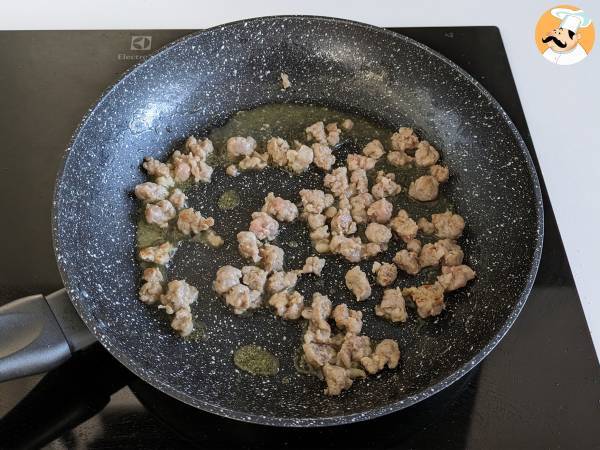 Pâtes à la citrouille et chair à saucisse - Préparation etape 2