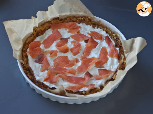 Tarte au saumon fumé avec une base de pommes de terre - Préparation etape 7