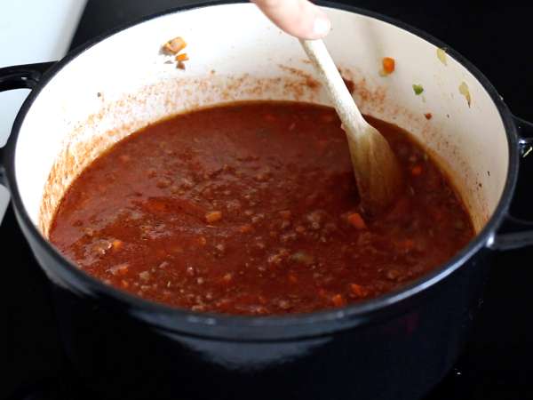 Pâtes à la sauce bolognaise - tagliatelle al ragù alla bolognese - Préparation etape 5