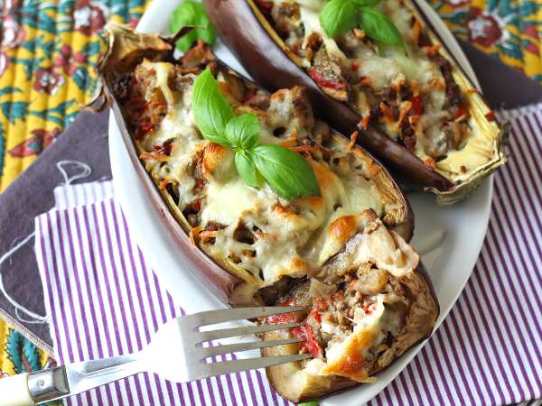 Aubergines farcies gratinées à la mozzarella - Préparation etape 9