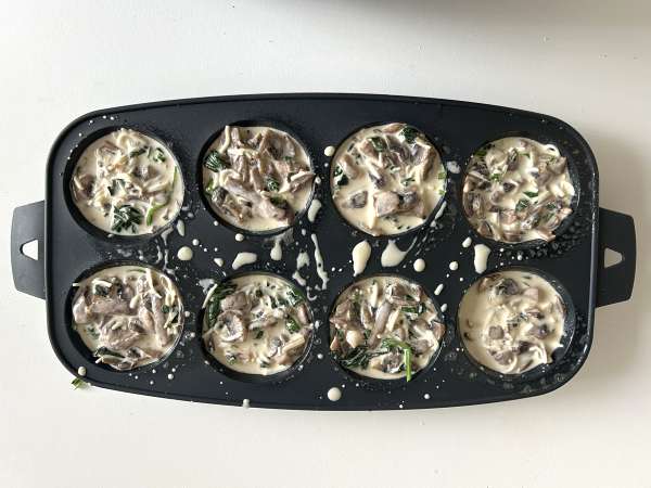 Petits flans aux épinards et aux champignons - Préparation etape 10