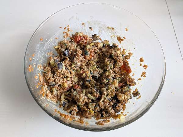 Salade crémeuse d’épeautre aux légumes grillés - Préparation etape 7