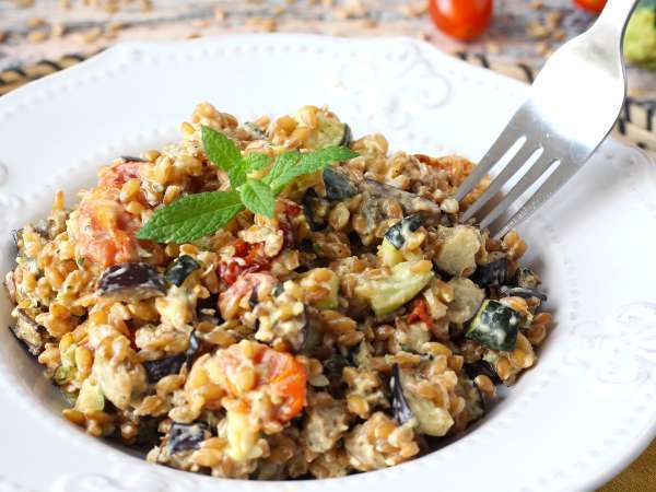 Salade crémeuse d’épeautre aux légumes grillés - Préparation etape 8