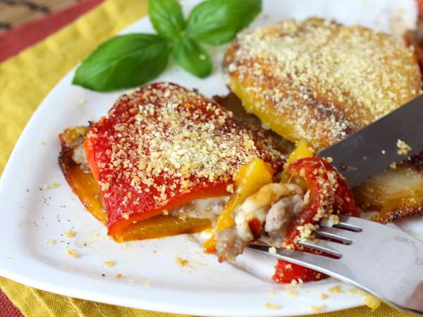 Poivrons farcis au air fryer, saucisse et scamorza - Préparation etape 12
