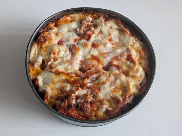 Timbale de rigatoni au four à la saucisse, à la béchamel et à la mozzarella - Préparation etape 13