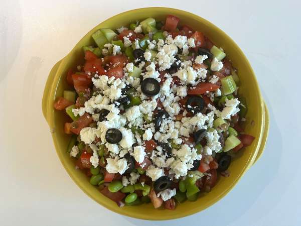 Salade de lentilles, feta et edamame aux légumes croquants - Préparation etape 5