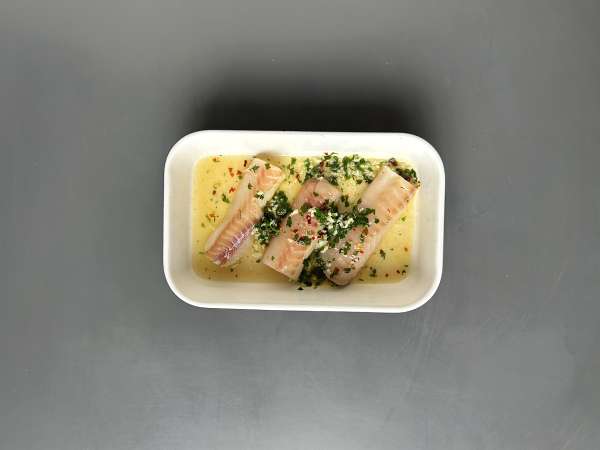 Colin au Air Fryer et sa sauce au vin blanc, pommes de terre et légumes - Préparation etape 6