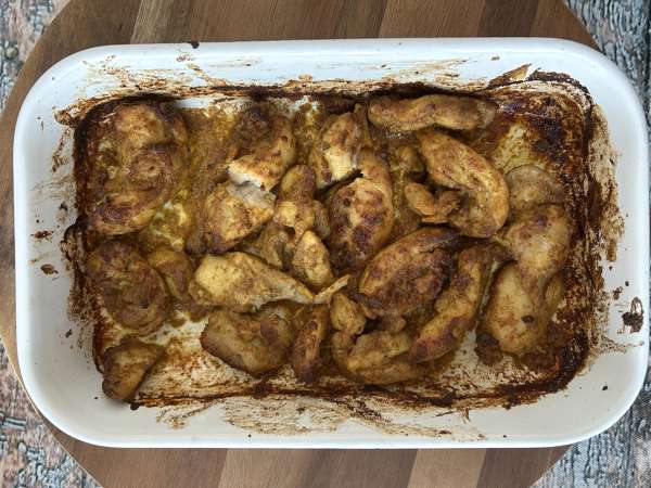 Shawarma de poulet au Air Fryer, pita et sauce tahini - Préparation etape 6