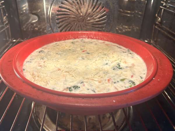 Quiche sans pâte au saumon, épinards et cottage cheese - Préparation etape 8