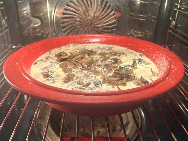 Quiche sans pâte aux champignons, bacon et cottage cheese - Préparation etape 8