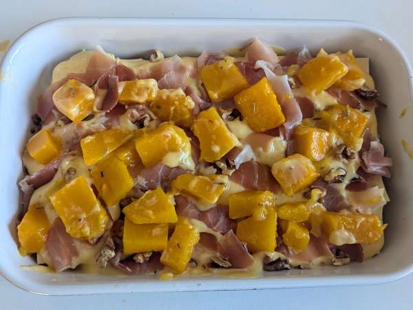 Lasagnes à la courge, speck et noix - Préparation etape 7