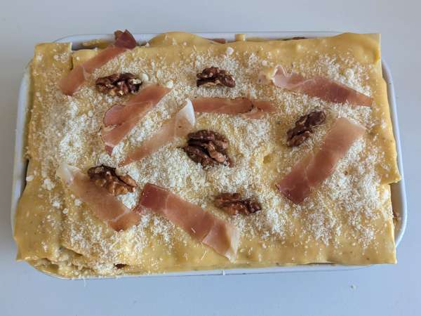 Lasagnes à la courge, speck et noix - Préparation etape 8