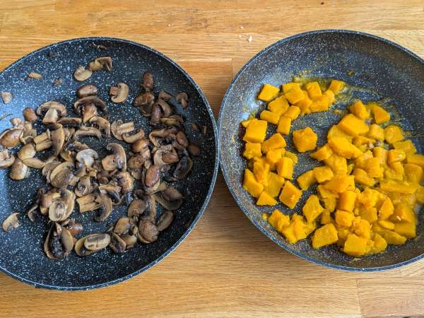 Gratin de pâtes au potiron et aux champignons - Préparation etape 4