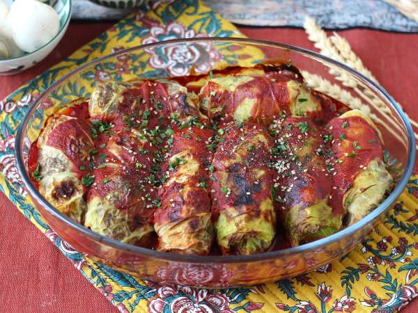 Choux farcis végétariens aux champignons, riz et miso - Préparation etape 11