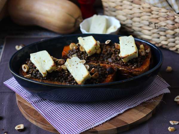 Butternut farcie aux lentilles et halloumi - Préparation etape 12