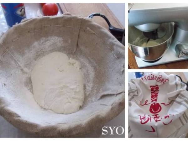 Pizza aux orties, tomate, bacon et chèvre, cuite sur pierre - Préparation etape 1