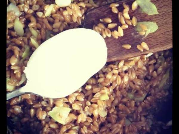 Petit épeautre en risotto, : Asperges & Gorgonzola - Préparation etape 4