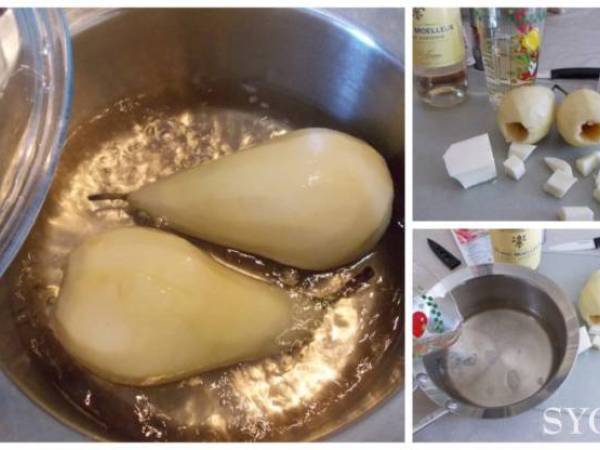 Poires au Lard farcies de Fromage Basque coulant - Préparation etape 1