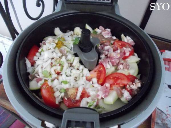 Christophines sautées aux lardons - à l'Actifry - Préparation etape 3