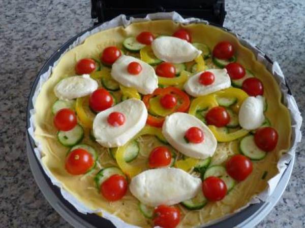 Tarte courgette poivron tomate cerise - Préparation etape 4