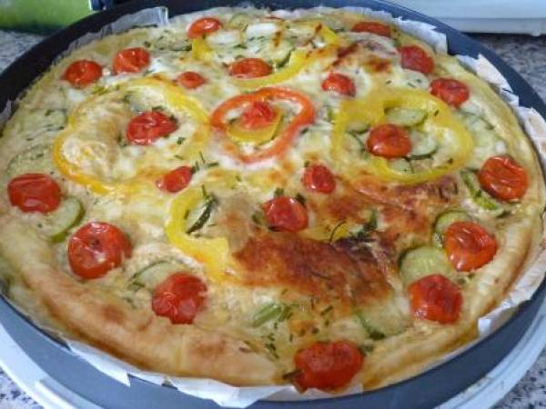 Tarte courgette poivron tomate cerise - Préparation etape 5