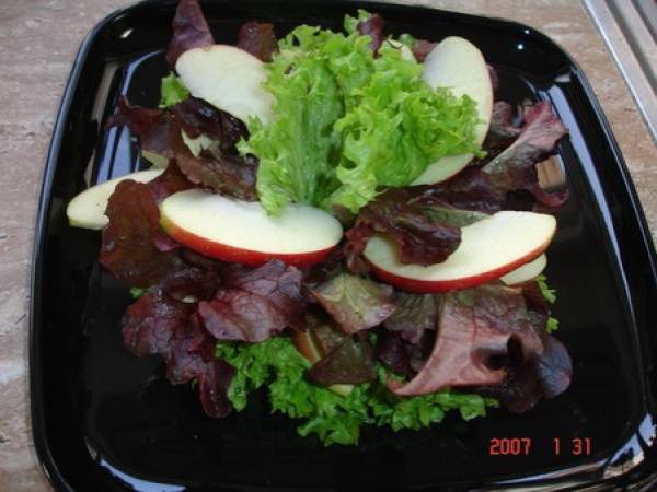 Salade d'écrevisses aux pommes et vinaigrette (avec montage) - Préparation etape 4