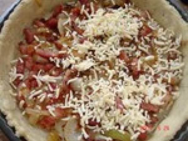 Quiches au lardons fromage, aux pruneaux lard fumé et aux courgettes jambon - Préparation etape 5