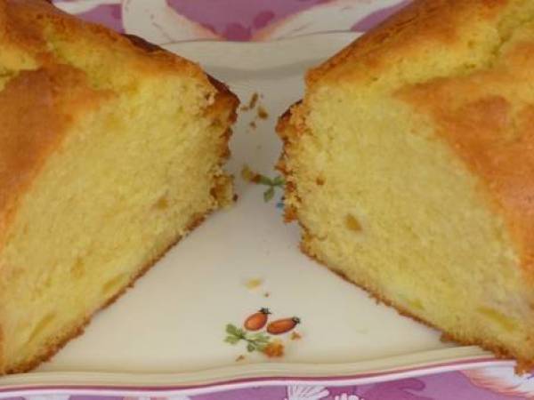 Cake aux pêches - Préparation etape 1