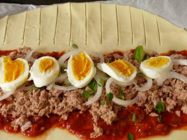 Feuilleté tressé thon et mozzarella - Préparation etape 2