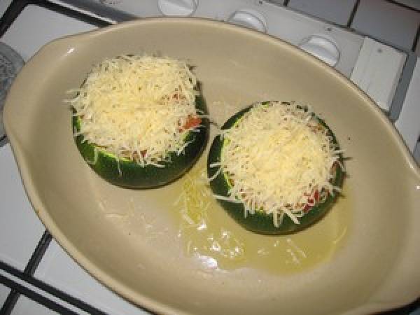 Gratiné de courgettes rondes farcies aux fruits de mer - Préparation etape 7