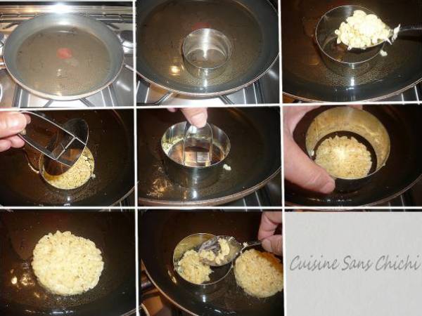 Hamburgers de coquillettes au jambon et mozzarella. - Préparation etape 3