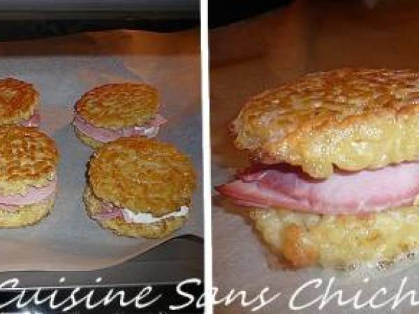 Hamburgers de coquillettes au jambon et mozzarella. - Préparation etape 7